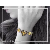 Byzantine Maltese Cross Holy Heart Knights Bracelet: Oxidized Sterling Silver and 18K Gold Filled