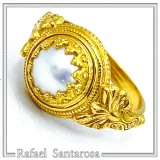 Sterling Silver Gold Filled Freshwater Pearl Ring Ancient Greek Antefix Filigree Design Handmade