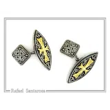 Knights Order of Malta Cross Cufflinks. Johne's order Replica: 18K Gold Filled & Oxidized Silver