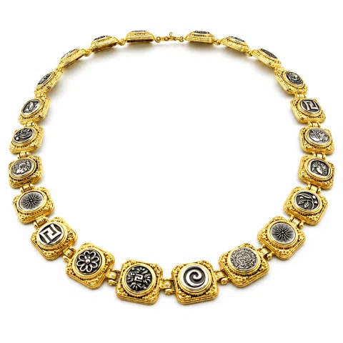 Ancient Greek Coin Replicas Beaded Necklace: 18K Gold-Filled Sterling Silver, Museum Jewelry