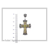 Byzantine Religious Christian Cross Necklace: Natural Garnet, Oxidized & 18K Gold filled Sterling Silver