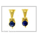 Byzantine Filigree Genuine Lapis Lazuli Delicate Earrings: Sterling Silver 18K Gold-Filled