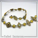 Handmade Byzantine Necklace Sterling Silver Oxidized 18K Gold Filled Topaz Amethyst Peridot Garnet Jewelry