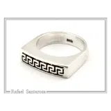 Handmade Greek Key String Meander Design Ring: Oxidized Sterling Silver Elegant Ring