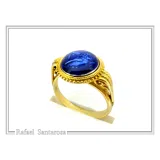 Athena Owl Coin Tetradrachm Ring: Blue Transparent Enamel on 18K Gold-Filled Filigree Sterling Silver
