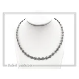 Spiral Eternity Symbol Beaded Necklace: Ancient Greek Museum Replica Jewelry Oxidized Sterling Silver