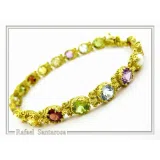 Natural Gemstone Multi stone Tennis Bracelet: Sterling Silver 18K Gold Filled Byzantine ornaments