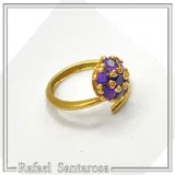 Sterling Silver 18K Gold Filled Rosette Ring • 7 Amethysts, Topaz, Peridot, Garnet Options