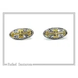 Byzantine Cross Cufflinks for Him: 18K Gold Filled on Oxidized Sterling Silver Oval Base