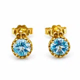 Solid gold 18k Stud Earrings with Natural Topaz, Amethyst, Garnet or Peridot