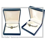 Natural Sky-Blue Topaz Byzantine Bracelet: Oxidised Sterling Silver with 18K Gold Filled Filigree Bezel