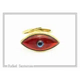 Evil Eye Protection Talisman Adjustable Ring: Transparent Coloured Enamel on Sterling Silver, Talisman Jewelry