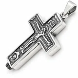 Byzantine Relic Holder Reliquary Cross Pendant: Oxidized Sterling Silver Cross for Men