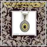 Natural Red Garnet Byzantine Filigree Pendant: Oxidized and 18k Gold Filled Sterling Silver