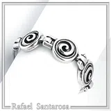 Spiral Eternity Symbol Beaded Ring: Handmade Oxidized Sterling Silver
