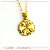 Chi Rho Jesus Christ Religious Pendant: 18k Gold Filled Sterling Silver Orthodox Catholic Charm