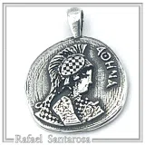 Athena Goddess Victorious Coin Pendant: Greek Museum Replica Oxidized Sterling Silver