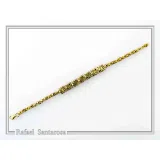 Tennis bracelet with red & white rose flowers on square beads. 18K gold filled silver
