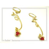 Gold-Filled Sterling Silver Rose Earrings: Red & White Alabaster Flowers