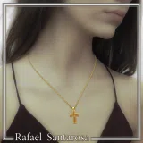 Byzantine Filigree Orthodox Christian Religious Baptism Cross Pendant 18K Solid Gold Cross