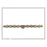 Byzantine Maltese Cross Holy Heart Knights Bracelet: Oxidized Sterling Silver and 18K Gold Filled