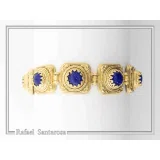 Lapis Lazuli Byzantine Bracelet Sterling Silver 18k Gold Filled Filigree Granulation Jewelry