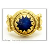 Natural Lapis Lazuli Ancient Greek Ionic Column Design Sterling Silver 18K Gold-Filled Ring