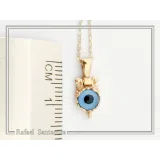 Evil Eye Necklace, Byzantine Filigree Talisman Against Evil: Sterling Silver 18K Gold Filled Charm