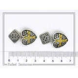 Knights Holy Herat Maltese Cross Cufflinks: Oxidized Sterling Silver, 18k Gold-Filled Byzantine Decoration