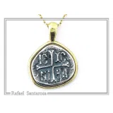 Protection cross coin Jesus Christ Wins necklace Christogram talisman Constantinato pendant oxidized sterling silver.