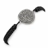Oxidized Sterling Silver Phaistos Disc Charm Bracelet: Ancient Greek Calendar Museum Replica Macrame Bracelet