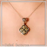 Byzantine Filigree Natural Green Peridot Necklace: Handmade Sterling Silver Oxidized and 18K Gold Filled