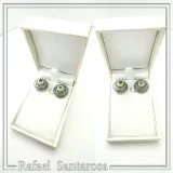 Byzantine Filigree Genuine Blue Topaz Stud Earrings: Oxidised & 18K Gold Filled Sterling Silver