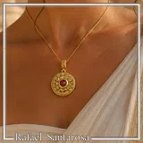 Ancient Greek Flower Museum Replica Pendant, Sterling Silver 18K Gold Filled Natural Garnet Necklace