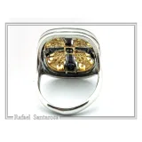 Byzantine Cross Statement Ring: Sterling Silver, 18K Gold Filled, Greek Orthodox Religious Ring