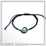 Blue Enamel Spiral Eternity Symbol Macrame Cord Charm Bracelet: 18K Gold Filled Sterling Silver