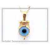 Evil Eye Necklace, Byzantine Filigree Talisman Against Evil: Sterling Silver 18K Gold Filled Charm