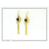 Natural Lapis Lazuli Greek Column Museum Earrings: Sterling Silver 18K Gold Filled Filigree Bezel
