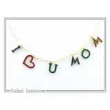 I LOVE U MOM Charm Personalised Necklace: Sterling Silver 18K Gold Filled Enamel Colored
