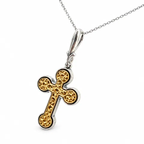Byzantine Cross of simplicity, Holy Mount Inspired: 18k Gold Filled & Oxidized Sterling Silver
