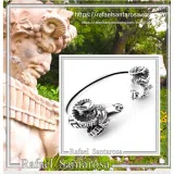 Ram Head Bangle Handmade Sterling Silver: Greek God Pan Symbol, Capricorn zodiac