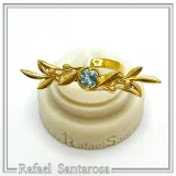 Olive Branch Adjustable Floral Ring: Natural Sky-Blue Topaz, 18K Gold Filled Sterling Silver Ring