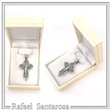 Byzantine Cyrillic Prayer Cross Locket Necklace: Russian Type Sterling Silver Reliquary Cross Pendant