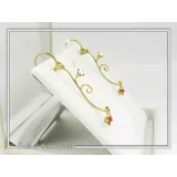Gold-Filled Sterling Silver Rose Earrings: Red & White Alabaster Flowers