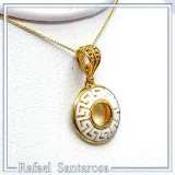 Greek Key Maiandros Marble Sculptured Pendant: 18K Gold Filled Sterling Silver Museum Inspired Necklace