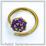 Sterling Silver 18K Gold Filled Rosette Ring • 7 Amethysts, Topaz, Peridot, Garnet Options