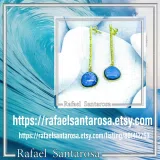 Sea Rock Drop Earrings: Sea Blue Enamel on Gold-Filled Sterling Silver