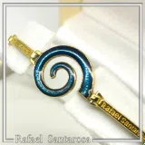 Spiral Sea Blue Enamel Charm Bracelet: Eternity Symbol of Galaxy 18K Gold Filled Silver