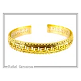 Greek Key Meander Design Adjustable Cuff Bracelet: Sterling Silver 18K Gold Filled
