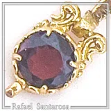 Brilliant Cut Red Garnet Byzantine Style Filigree Necklace: Sterling Silver 18K Gold-Filled Pendant